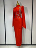 Women Sexy Long Sleeve Diamonds Maxi Long Bodycon Bandage Dress Celebrity Elegant Evening Party Birthday Dresses