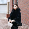 Black Fur Coat Women's Winter Shawl Cape Style Short Imitation Fox Fur Thick Hooded Windbreaker Female Warm Faux Fur Cloak