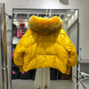 Winter Women's Casual Thickened Warm Knitted Sleeve Goose down Jacket Real Mink Collar Hooded