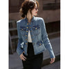 Women's Denim Jacket Spring Autumn Stand-up Collar Comfortable Lady Outerwear Long Sleeve Temperament Ladies Cowboy Coat