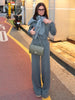 Women's Autumn Winter Knit Cardigan Pants Set Slim Fit Long Sleeve Long Trousers Simple Solid Color Sweater Suit