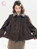 Vintage Coquette 2 Piece Set Women Fur Collar Quilted Wool Coat High Waist Mini Plaid Skirt Fitted Dress Winter Casual Outfit