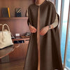Spring Winter Woolen Women Coat Solid Elegant Vintage Thick Korean Batwing Style Chaqueta Mujer 2R8845