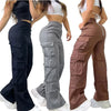 Straight Cargo Pants Women High Waist Baggy Trousers Casual Wide Leg Slim Vintage Y2K Streetwear Pocket Casual Pants