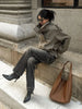 Loose Spliced Lace Up Trenchs for Women Stand Neck Long Sleeves Patchwork Double Breasted Trench Female