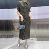 Pleated Dress for Women Single-Breasted Cardigan Jacket Versatile Loose Gold Lapel Long Pleated Skirt