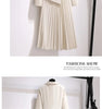 Women's Korean Blazer Patchwork Design Long Sleeve Dresses Office Lady Elegant High Waist Black Slim Pleated Midi Dress