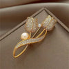 Rhinestone Flowers Imitation Pearl Brooches Women Sparkling Zircon Bowknot Brooch Pin Scarf Coat Suit Accessories Jewelry
