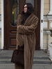 Women Thick Faux Fur Coat Lapel Hidden Button Loose Elegant Lady Outerwear Female Street Warm Commute Overcoat