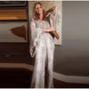 Spring Women Chic Boho Snake Print Pants Set Casual Batwing Sleeve Button Blouse & Wide-leg Pants Lady Vacation Outfits