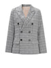 Women Plaid Double Breasted Back Pleated Elegant Blazer Lapel Long Sleeve Jacket Spring Autumn 3WM2547