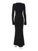 Elegant Vintage Dress Women Fall Flared Full Sleeve Metal Buckle Pleats Solid Casual Simple Skinny Long Bodycon