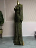 Women Floral Velvet Long Sleeve Wrap V-neck Stacked Ruched Mermaid Maxi Dress Birthday Holiday Long Dresses Vestidos