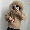 Coat Women Cardigan Natural Fox Fur Coat Women Real Mongolian Fur Knitwear Female Spring Autumn Hooded Knitted Fur Jacket