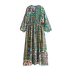Spring Autumn Long Sleeved Printed Dresses For Women Vintage Patchwork Casual Long Skirts Female Loose Commuting Frocks