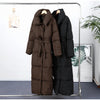 Winter Warm Stand Neck Long Lace Up Down Jackets Women Solid Ruff Soft Waist-cinching Coat Female Winter Chic Jackets