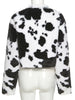 Punk Style Gothic Crop Faux Fur Y2k Coats Color Block Long Sleeve Women Cardigan Jackets Warm Streetwear