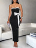 Ladies Elegant Color Block Knot Design One Shoulder Dress Stylish Graceful Versatile Butterfly Bow Dress for Women