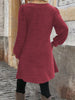 Elegant Plus Size Women's Dress Autumn Winter, Round Neck Long Sleeve Button Pocket Dress
