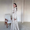 Spring Autumn Casual White Polka Dot Dress Women's Elegant Loose Satin Long Sleeve Midi Dress