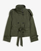 Women's Solid Color Trench Coat Stand Collar Double Breasted Waist Tie Elegant Commuter Casual Loose Comfortable Warm Outfit