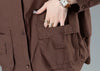 Single-breasted Solid Color Jackets Tops Female Spring All-match Loose Casual Long Sleeve Pockets Coats Women's Clothing