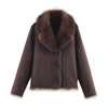 Winter Women's Street Faux Fur Jackets For Women Long Sleeves Double-Sided Thick Warm Casual Coats