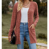 Autumn Women's Milled Pit Stripe V-Neck Solid Colour Button Long Sleeve Ladies Casual Extensions Cardigan Jacket Coat
