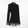 Elegant Lace Blazer Coat Women Office Lady Full Sleeve Single Breasted Jackets Autumn Black Casual Slim Coats