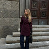 Chic Burgundy Blazer Mini Dress Women Full Sleeve Waist Cinching Slim Short Dresses Lady Daily Commute Vestidos