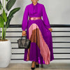 Elegant Women Dresses Bow Collar Full Sleeve Belt Waisted Ankle Length Ladies Birthday Party Dinner Dress Cloth