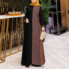 Women Ethnic Printed Panels Maxi Dress Long Sleeve Hijab O Neck Muslim Islamic Patchwork Vestidos Loose Casual Abaya Robe