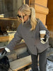 Woolen Dark Blue Jacket Women Autumn Single Breasted Stand Collar Loose Female Coat Office Lady Street Short Outwear Tops