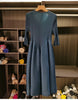 Spring Pleated Women's Bud Dress Round Neck Elegant Mid-Length V Collar Famale Clothing Chic 2DB6618