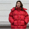 Women's Oversized Coats Print Hooded Padded Jackets Winter Female Stand Collar Long Sleeve Zipper Loose Puffy Coat Outerwear