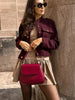 Women Soft Tweed Bomber Jacket O-Neck Long Sleeve Pockets Buttons Loose Woolen Coat Female Streetwear