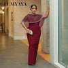 Women Short Cloak Sleeve Rhinestone Bodycon Long Dress Fall Vacation Evening Birthday Night Party Vestidos Sexy Dresses