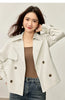 Women Cropped Trench Coat Spring Fall Double-Breasted Outerwear Adjustable Sleeve Tab Short Jacket W53FB2569