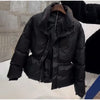 Casual Solid Women's Cotton Coats Back Zippers Stand Collar Thicken Waist Jackets Autumn Winter Lady Outwear