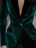 Green Velvet Blazer for Women Single Breasted 3D Rose Flower Female Blazer Jacket Slim Fit Office Lady Outerwear Coat