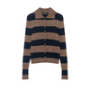 Spring Women Vintage Knitted Cardigan Top Long Sleeve Single Breasted Lapel Striped Sweater Casual Office Lady Chic Knit Coat