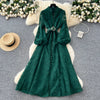 Spring Autumn High End Elegant Birthday Party Women's Dress French Hook Flower Single Breasted Slim Lace Long Dress S89