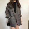 Spring Autumn Style Korean Casual Western-style Clothes Vintage Plaid Cotton Lapel Lesson Slims Women's Blazer Coat