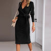 Maternity Womens Solid Color Jacquard V-Neck Knit Long Tight Sleeve Dress Belt Pregnancy Winter Women Sweater Clothes
