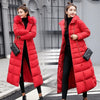 Women Winter Long Cotton Coat Women Big Fur Collar Parkas Korean Loose Belt Slim Jacket Down Cotton Coat Women Outwear