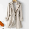 Spring Autumn Solid Trench Coat Women Single-Breasted Khaki Black Pink Beige Windbreaker Outerwear Casual Tops JH33