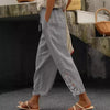 Women's Pants Elastic Waist Solid Color Lace Spliced Drawstring Pocket Simple Basic Casual 9-point Pants