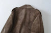 Spring Women's Brown Suede Short Jacket Loose Lapel Zipper Long Sleeve Motorcycle Coat Female Lady High Street Outwear