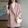 Stylish Long Sleeve Loose Pockets Women Woolen Jacket Autumn Winter Elegant Lapel Thick Female Jackets
