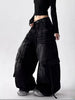 American Retro Y2K Style Washed Distressed Blue Baggy Women's Cargo Jeans Pants For Woman Clothing Wide Leg Denim Trousers
